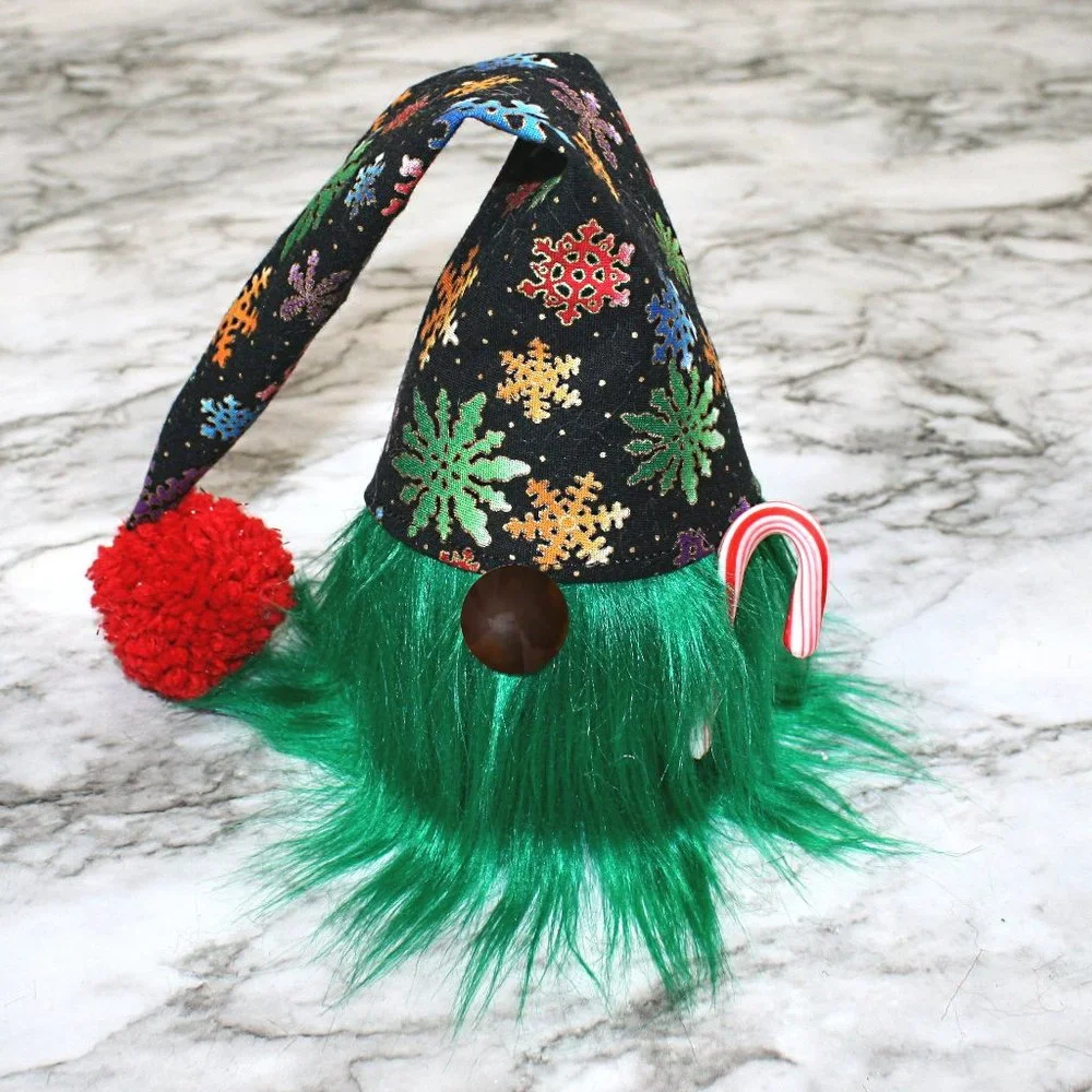 HAND CRAFTED Gnome Red Christmas Air Freshener Cover Decor - Colorful Snowflakes